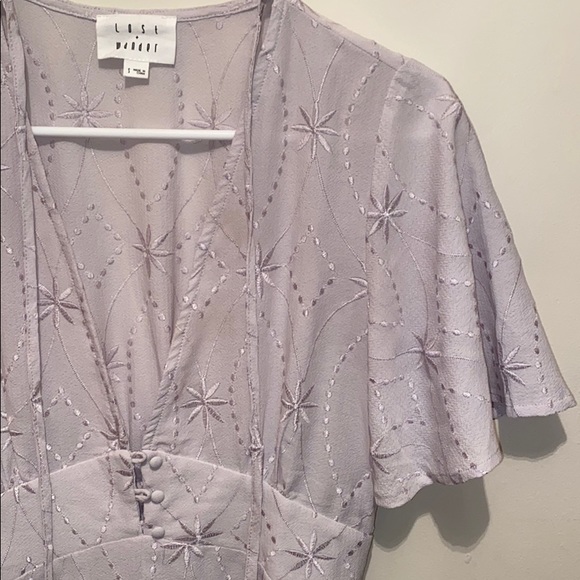 LOST + WANDER Willow Light Grey Embroidered Romper - Picture 6 of 8